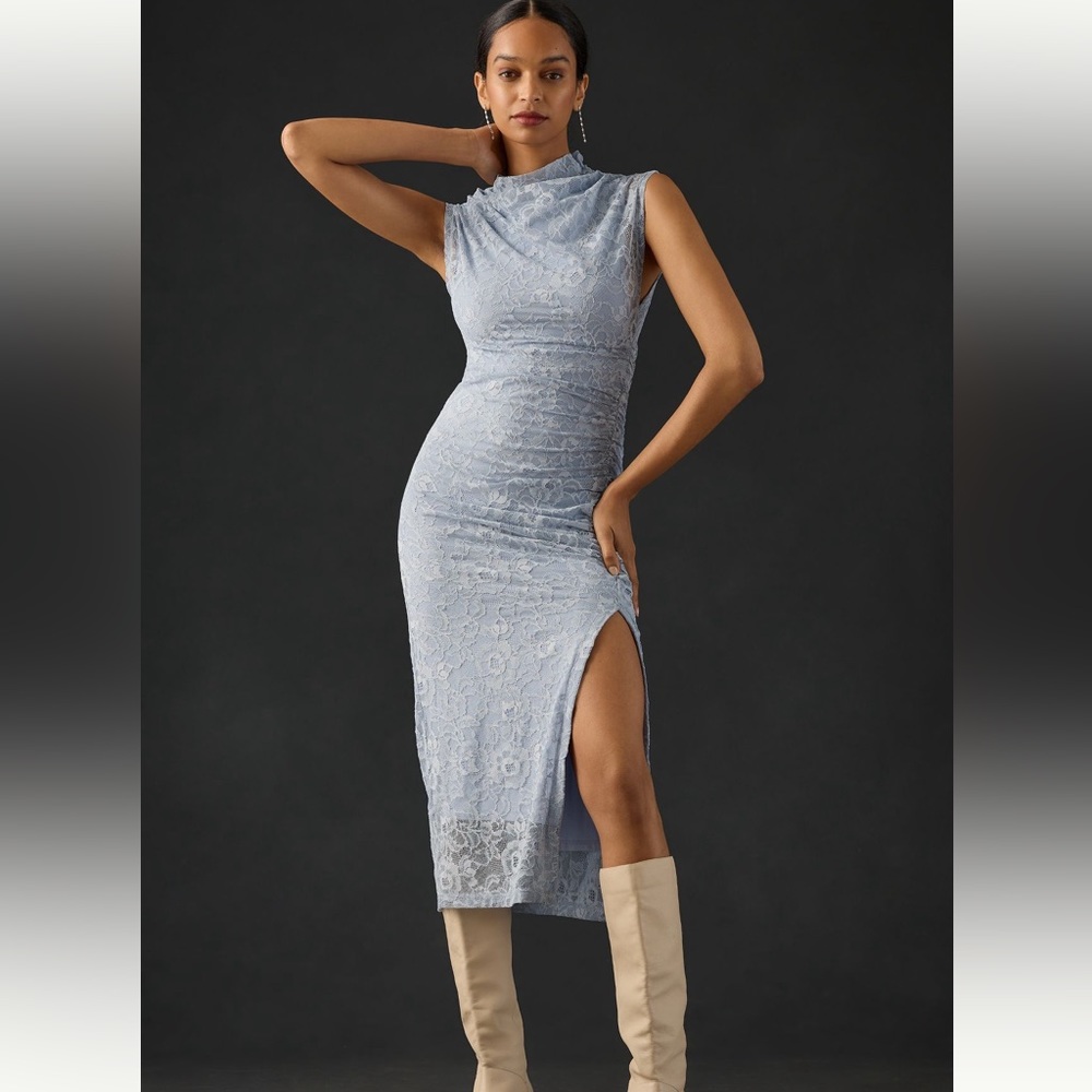 Anthropologie Maya Rouched Dress Lace Edition Small